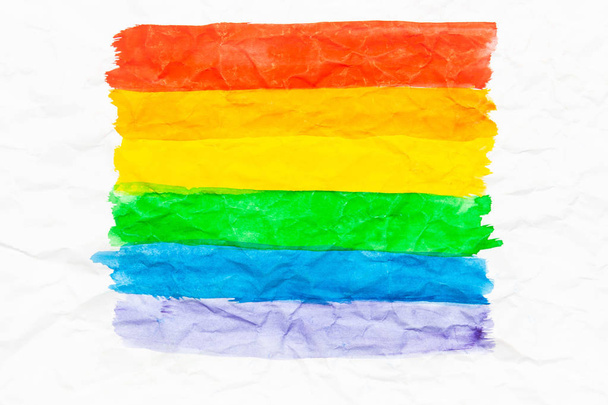 LGBT flag on white paper. - Foto, afbeelding