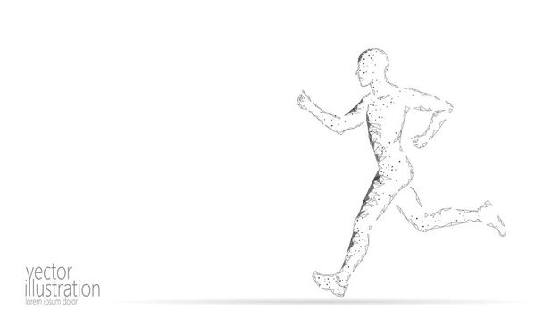 Спортсмен запускає фітнес здоровий спосіб життя концепцію. Низький полі чоловік силует бігу підходить марафону. М'язова форма тіла тренування Векторні ілюстрації
 - Вектор, зображення
