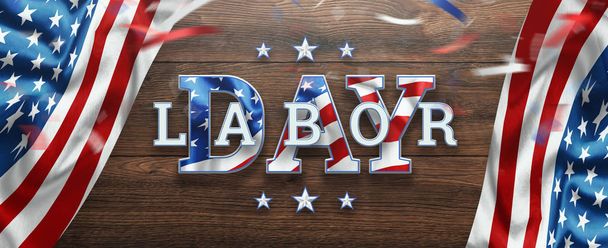 Flyer, Labor day sale promotion advertising. American labor day wallpaper. Discount, Design template. Copy space - 写真・画像
