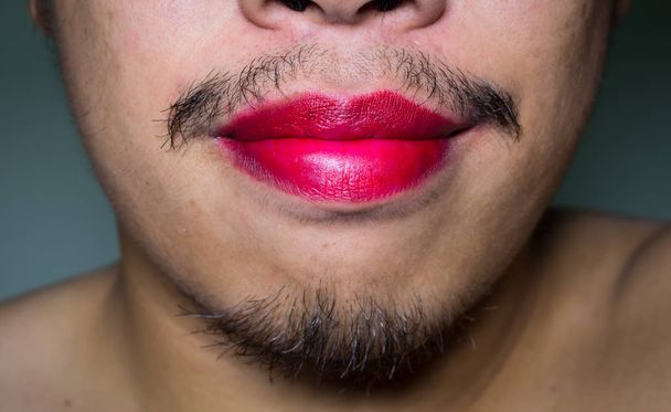 Colorful lipstick on the mouth. - Photo, Image