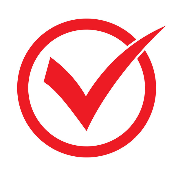 Piros ketyeg ikon vektor jelkép, sakk megjelöl elszigetelt-ra fehér háttér, kockás ikon vagy kijavít válogatott jel, ellenőriz megjelöl vagy csekkfüzet piktogram - Vektor, kép