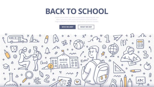 Back to School Doodle Banner Concept - Vector, Image
