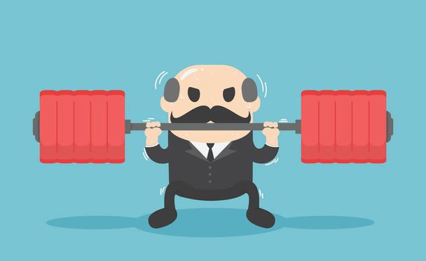Business leaders who show a weight lifting attitude mean hard wo - Vector, Image