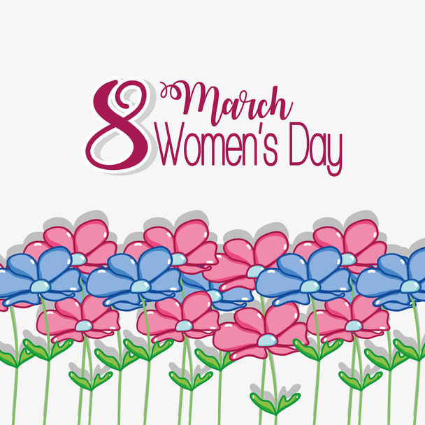 march 8 holiday with flowers design - Vector, Image