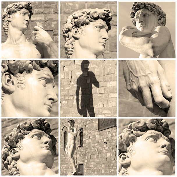 composition with images of David by Michelangelo, Florence, Ital - Photo, Image