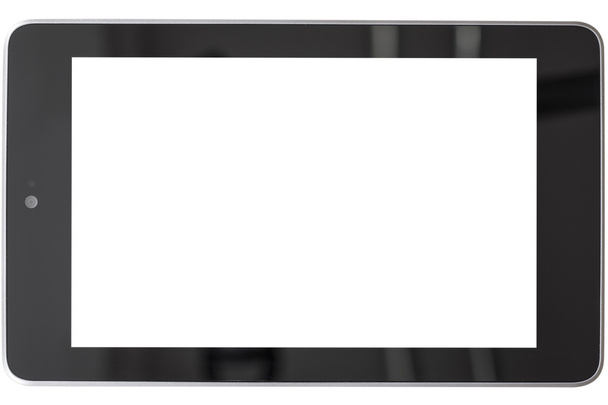 komputer tablet pc z pustego ekranu na białym tle. - Zdjęcie, obraz