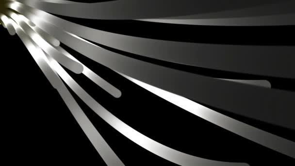 Abstraktní animace bílého paprsku vln, která se objevuje na černém pozadí a mění jejich barvu. Animace. Dynamická barevná animace na černém pozadí - Záběry, video