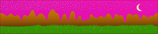 Pink sky, and mountains landscape.  - Vector, Image