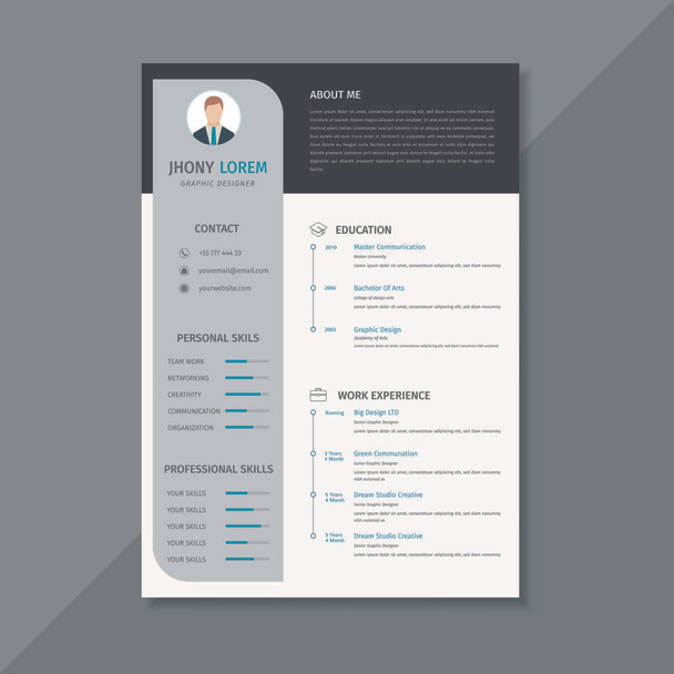 Modèle de CV de conception simple / CV, affichant votre profil avec élégance
  - Vecteur, image