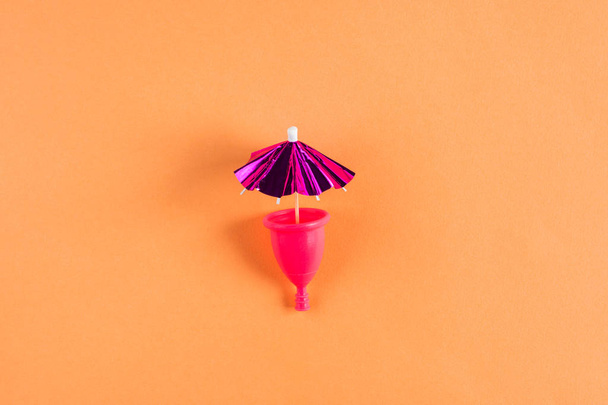 Pink menstrual cup. Menstruation concept - Photo, Image