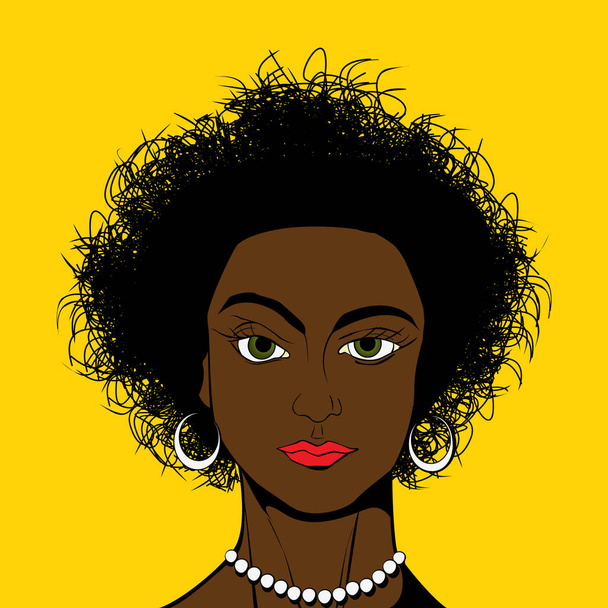Pop art stílusú fekete lány - Vektor, kép