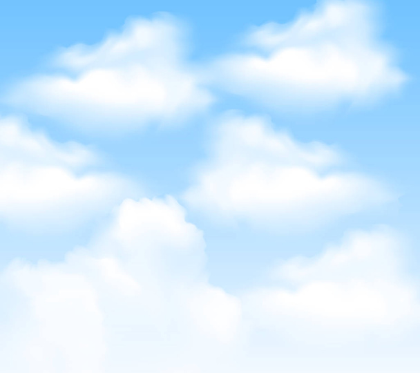 Realistyczne błękitne niebo z chmurami. Ilustracja wektorowa - Wektor, obraz