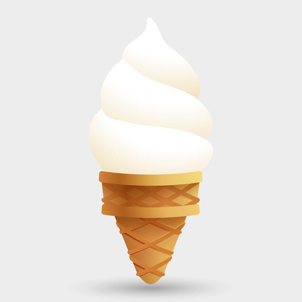 Cône de crème glacée vanille réaliste avec ombre
 - Vecteur, image