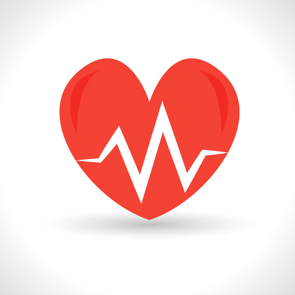 Szív kardiogram árnyékkal, fehér alapon - Vektor, kép