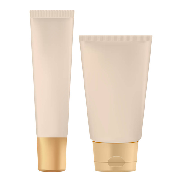 Dos tubos para una crema de diferentes tamaños beige
 - Vector, Imagen