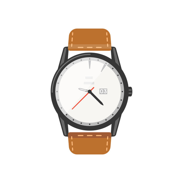 Classic watche vector icon. Watch for businessman or fashion clock. - Vector, imagen