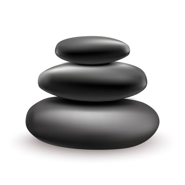 Zwarte realistische stenen liggen op elkaar - Vector, afbeelding