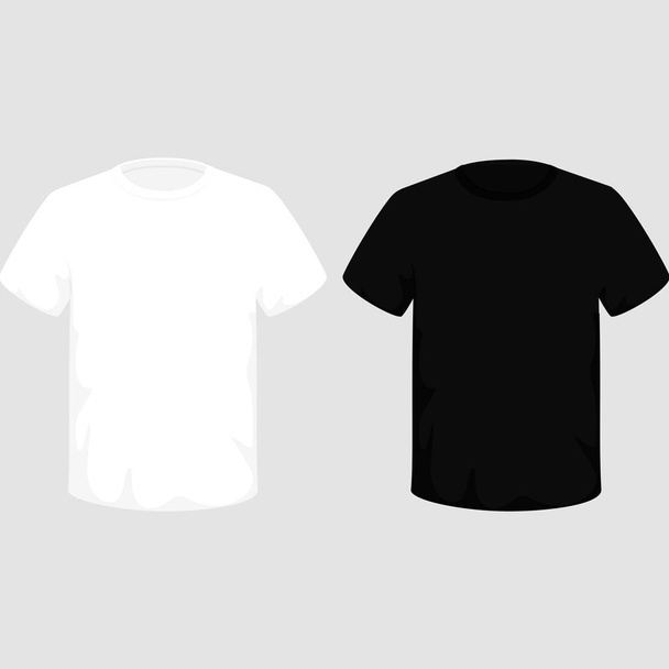 White and black T-shirt on a gray background - Vector, Image