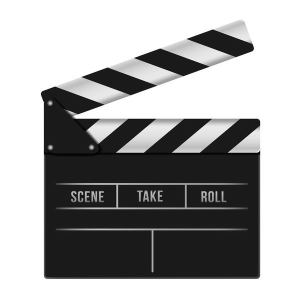 Vector illustration of realistic clapperboard on white background - Vector, Image