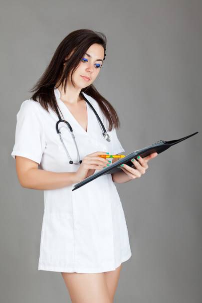medical doctor woman with stethoscope. A female doctor with a - Foto, imagen