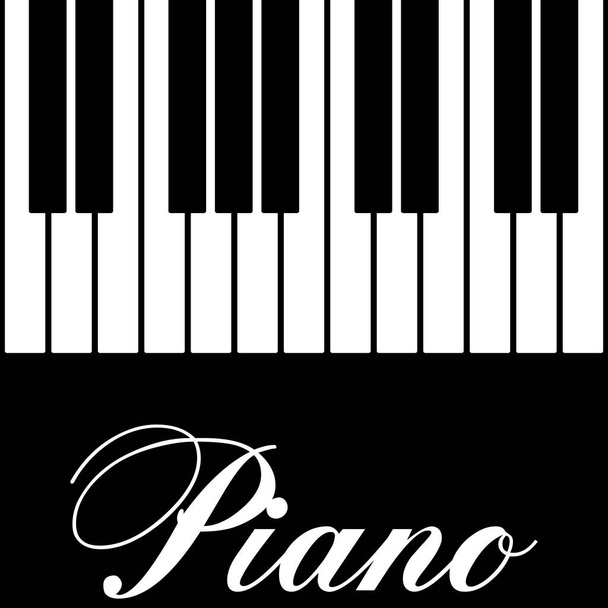 Klaviertasten mit der Aufschrift "Piano" auf schwarzem Hintergrund - Vektor, Bild