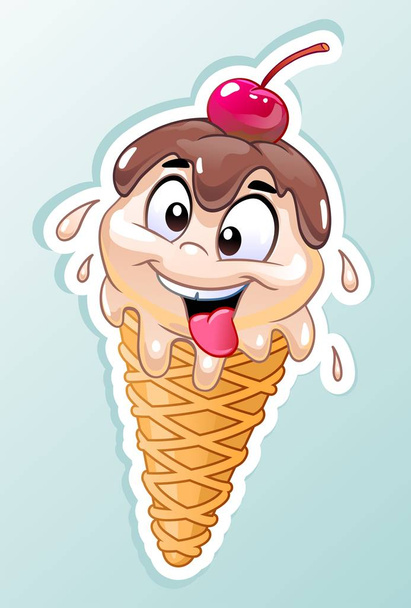 Ice cream popsicle emblem. Cartoon character. Vector illustration. - Vector, Image