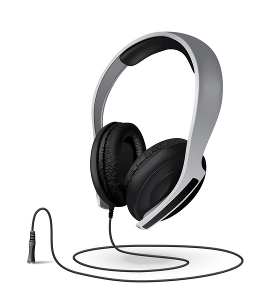 Headphones whith a cord - Vector, Image