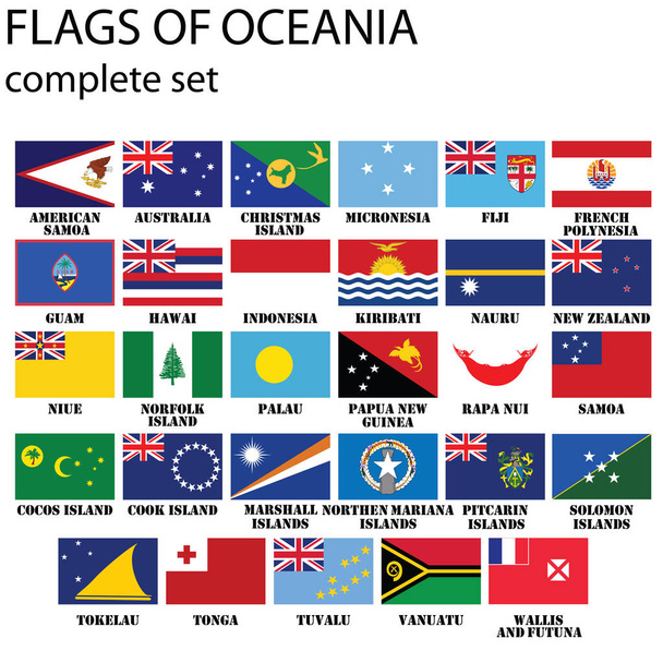 óceániai országok zászlóinak képtára - Vektor, kép