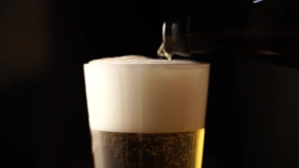 Light beer is poured into closeup - Video