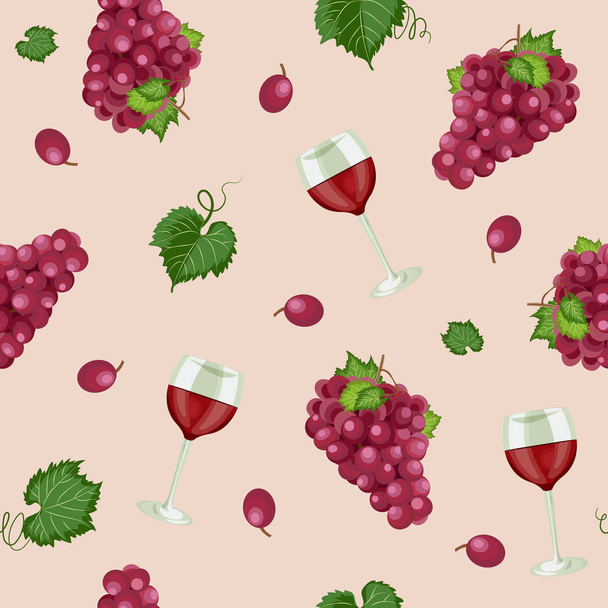 grappolo d'uva modello senza soluzione di continuità con bicchieri di vino rosso su sfondo rosa rosa, Sfondo modello uva rossa, Vettore di vino rosso illustrazione
. - Vettoriali, immagini