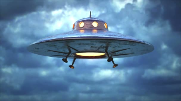Unidentified flying object. Unidentified object with retro style, old design. Seamless looping. - Footage, Video