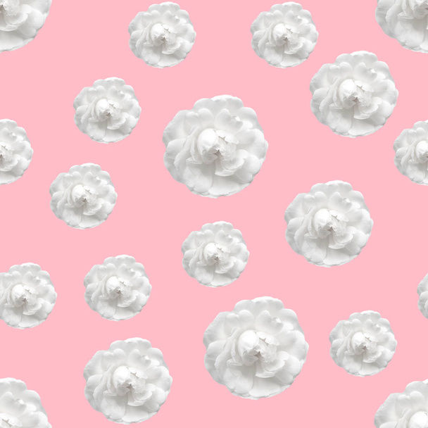  flowers seamless  pattern on pink background - Photo, image