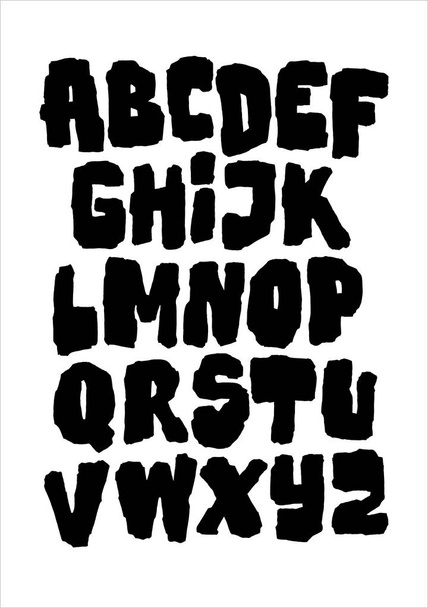 Black heavy bold grungy font. Vector alphabet - Vektor, Bild