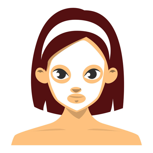 Mujer con cara de hoja máscara vector aislado. Cosmética facial
 - Vector, Imagen