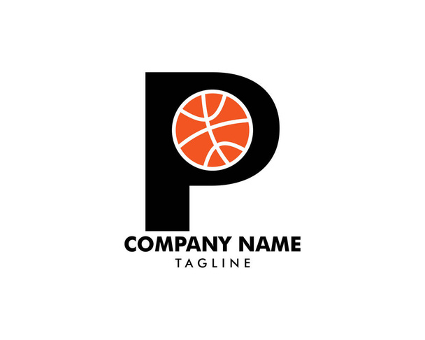 Γράμμα P για το λογότυπο μπάσκετ πρότυπο - Διάνυσμα, εικόνα