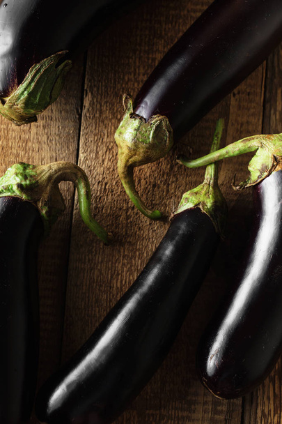 Eggplant from the garden.Eggplant on wooden background. Healthy  - Foto, Imagem