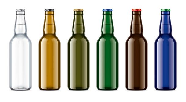 Mockup bottiglie di vetro colorato. Illustrazione dettagliata
 - Foto, immagini