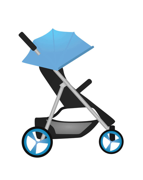 Blue baby stroller. vector illustration - Vecteur, image