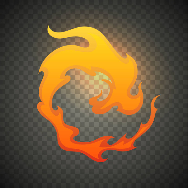 Realistic fire flames isolated on transparent background. Special burning light effect with sparks for design and decoration. Vector Illustration. - Wektor, obraz