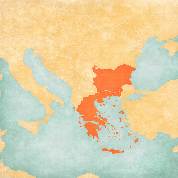 Χάρτης Βαλκανίων-Ελλάδα και Βουλγαρία - Φωτογραφία, εικόνα