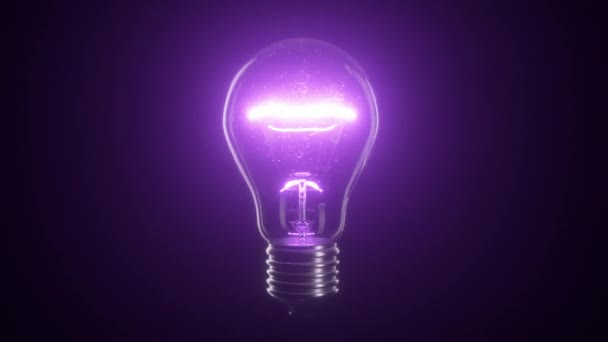 Parpadeante lámpara de bombilla de tungsteno púrpura sobre fondo negro aislado. Lazo inconsútil 3d render
 - Metraje, vídeo