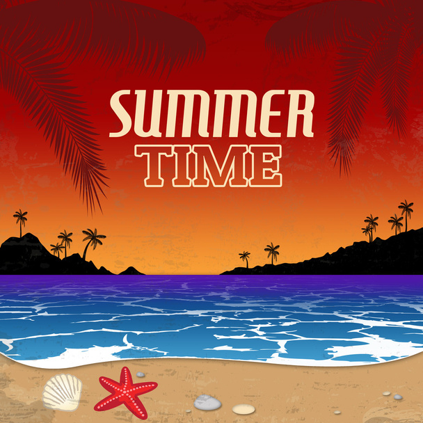 Vintage Summer Time poster - Vektor, kép