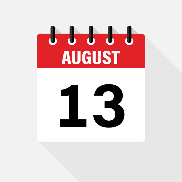 Augusztus. Vektor lakás napi naptári ikonra. Dátum és idő, nap, hónap. Holiday. - Vektor, kép