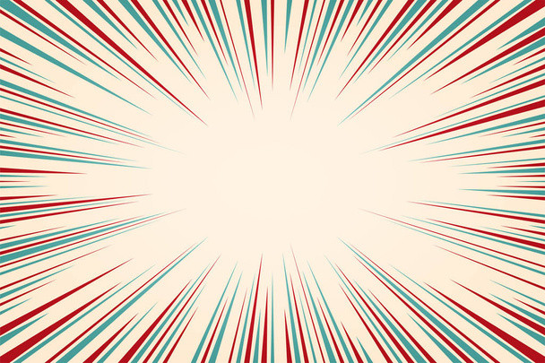  Vintage radial lines comics style backround. Manga action, speed abstract. Universe hyperspace teleportation background. Sunburst texture. Vector illustration - Vector, Image