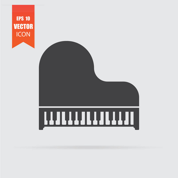 灰色の背景に分離されたフラットなスタイルのピアノアイコン. - ベクター画像