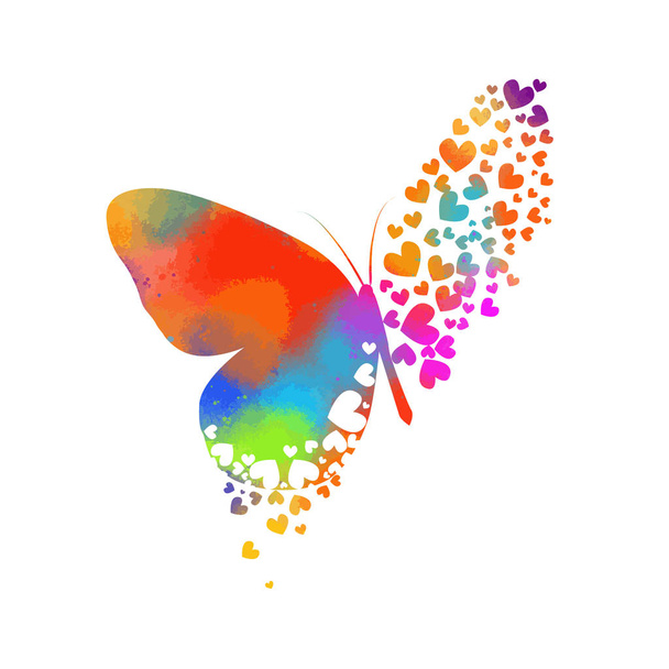 Abstract beautiful butterfly from hearts. Happy Valentine's Day. Vector illustration - Vector, Image