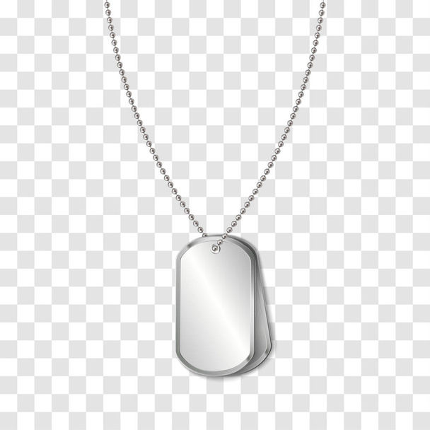 Vector identification tags worn by military personnel. Soldier military dog tag on transparent background. - Vector, Image