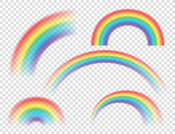 Astratto arcobaleno colorato realistico su sfondo trasparente. Illustrazione vettoriale. - Vettoriali, immagini
