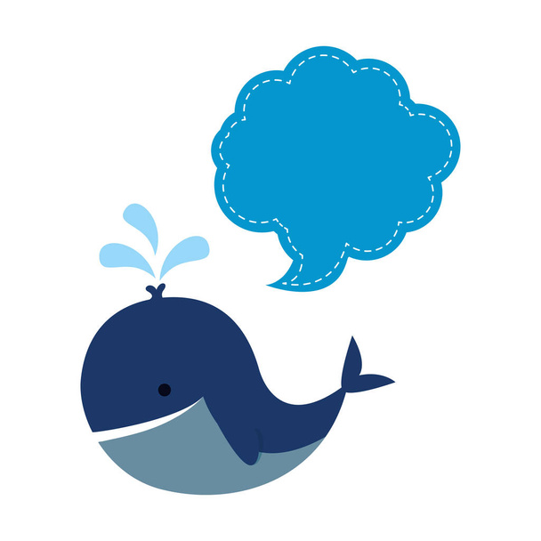 baby shower card with little whale - Vector, imagen