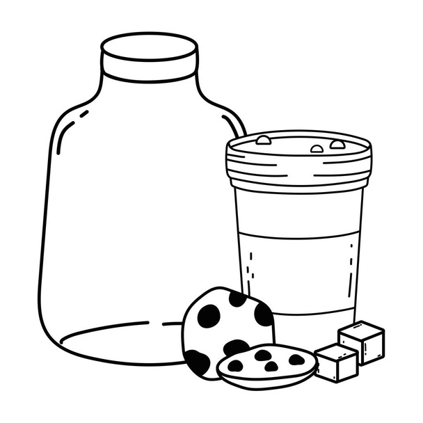 Milk bottle glass and cookie design - Vector, Image